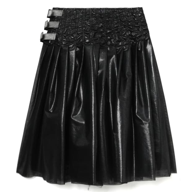 새상품 준야와타나베 블랙 벨티드 미디 스커트 L