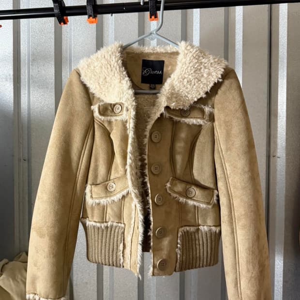 Y2k Guess suede faux fur jacket