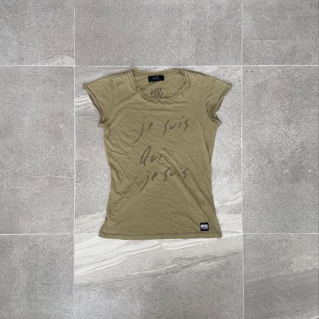 DIESEL khaki vintage lettering half t