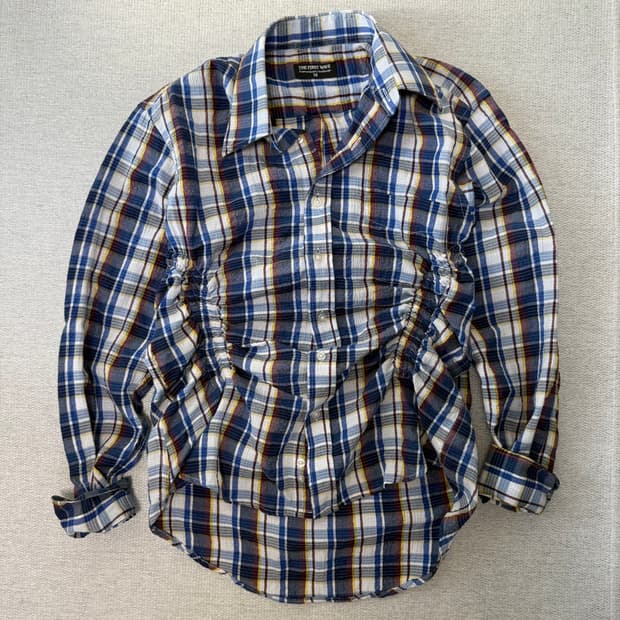 셔링 체크 셔츠