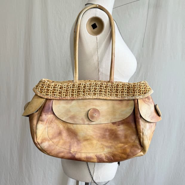 Michiamo 우븐 레더 숄더백