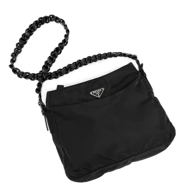 프라다 나일론 플라스틱 체인 크로스백