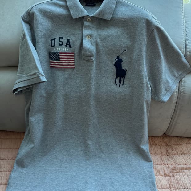 L 폴로 랄프로렌 빅포니 USA 성조기 패치 반팔티