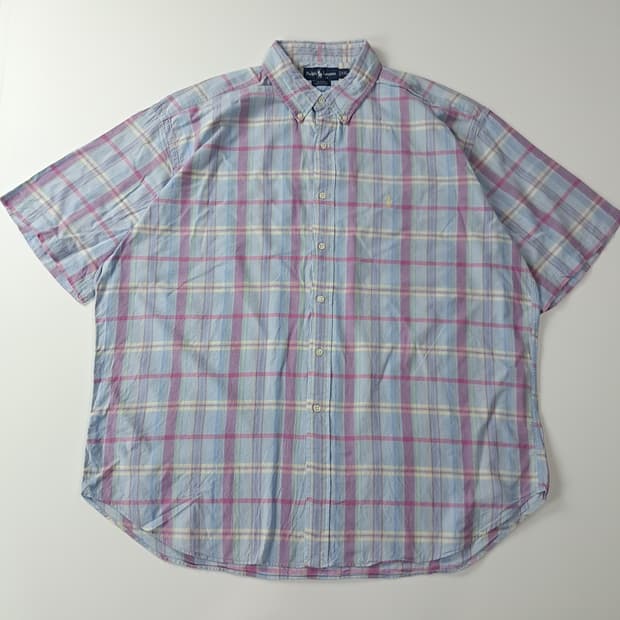 CJ565 2XL 폴로 90s 파스텔 코튼캔디 마드라스 반팔 셔츠 남방
