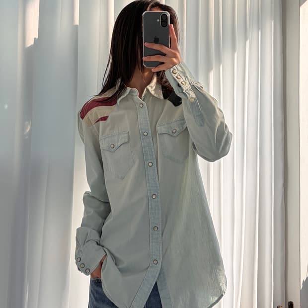 [M]폴로 랄프로렌 성조기 웨스턴 샴브레이 데님 셔츠