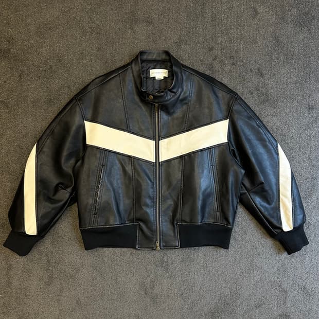 라퍼지스토어 가죽 바이커 블루종 M