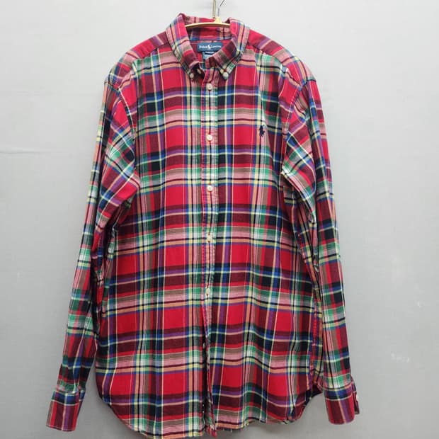 폴로 랄프로렌 로고 멀티컬러 체크 셔츠 L
