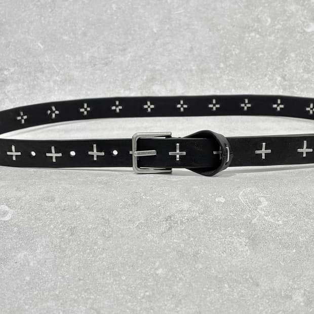 Oribell 크로스 스티치 락시크 슬림 가죽 롱 벨트