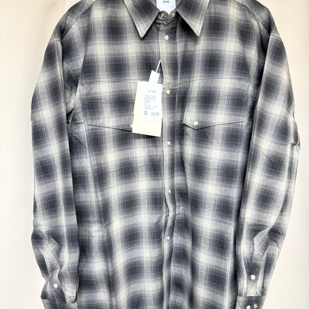 폴리테루 루즈드 체크 셔츠 웨스턴 차콜 옴브레 2 팝니다