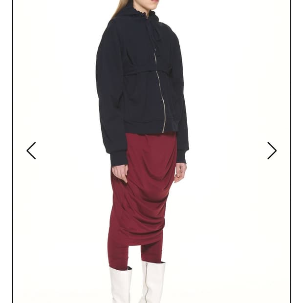 Pushbutton cut out bra hood zipup navy