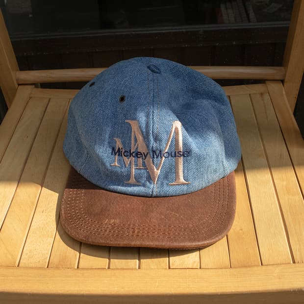 90's USA 디즈니 Denim Leather 캡