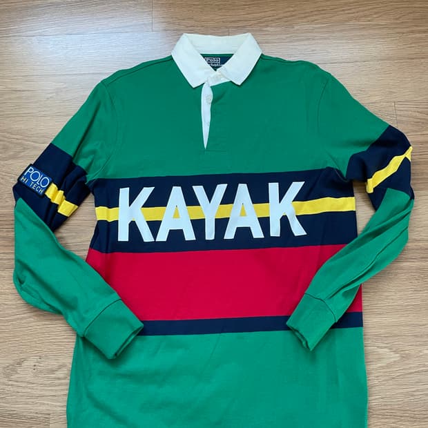 폴로 하이테크 카약 럭비티 그린 옐로우 네이비 스타디움 rrl