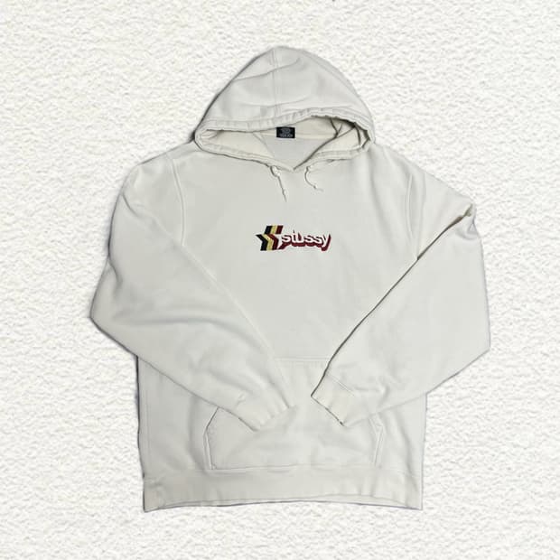 스투시 아이보리 로고 후드티 XXL