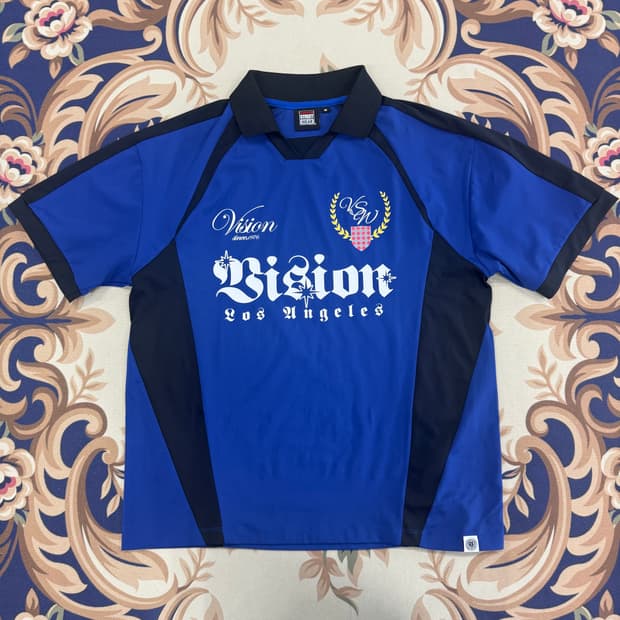 (M)비전 스트릿 웨어 블록코어 풋볼져지 티셔츠(블루)