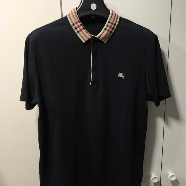 XL 버버리 레트로 카라넥 티셔츠