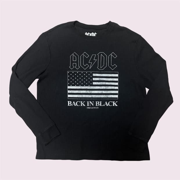 AC/DC 1980 US 투어 와플 롱슬리브 블랙 L