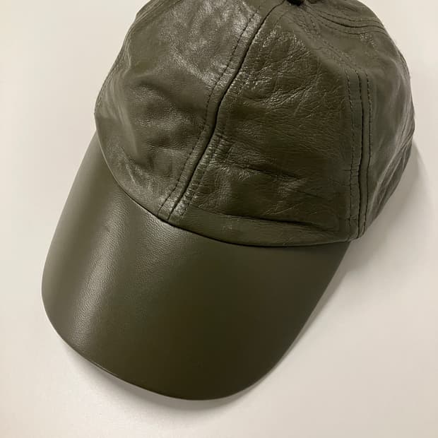 카키 레더 볼캡