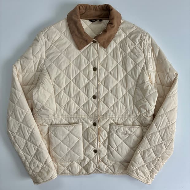 Barbour  바버 코듀로이 카라 아이보리 퀼트 자켓