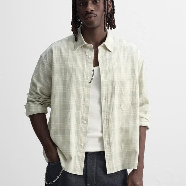 자라/ 자카드 체크 셔츠/ L