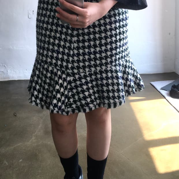 잇미샤 강아지 패턴 플레어 스커트