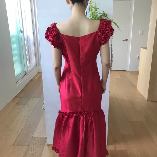 vintage red frill dress