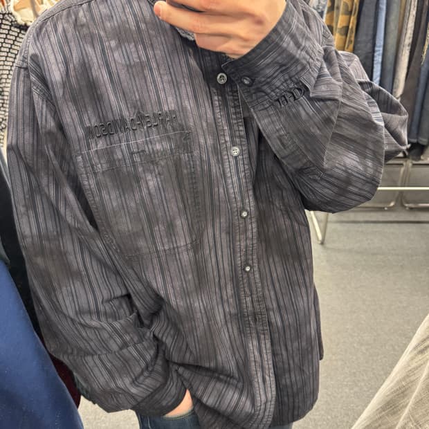 3XL)할리데이비슨 vintage 스트라이프 후면 패치 긴팔셔츠