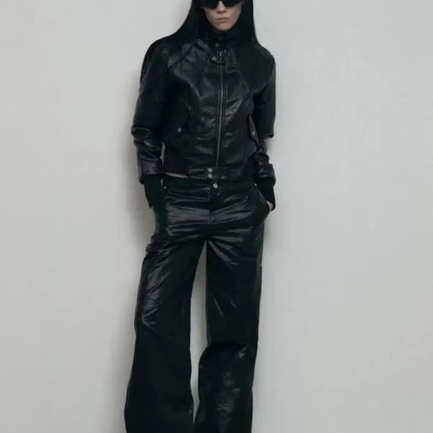 보헤미안서울 하이넥 모토자켓 슬림핏