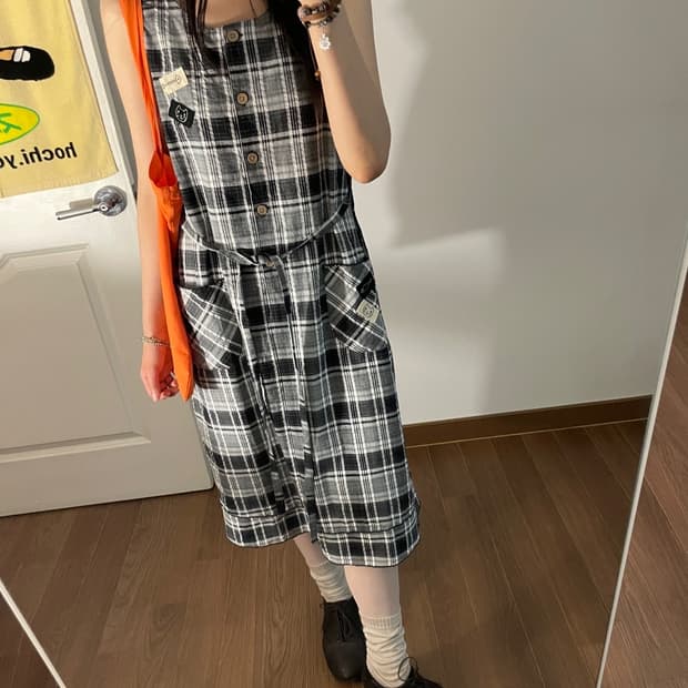 check patterned one-piece