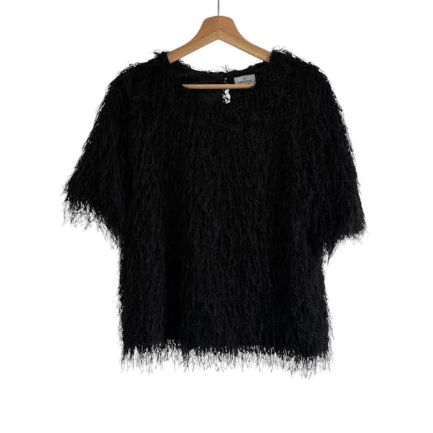 발렌티노 부띠끄 프린지 반소매 블라우스