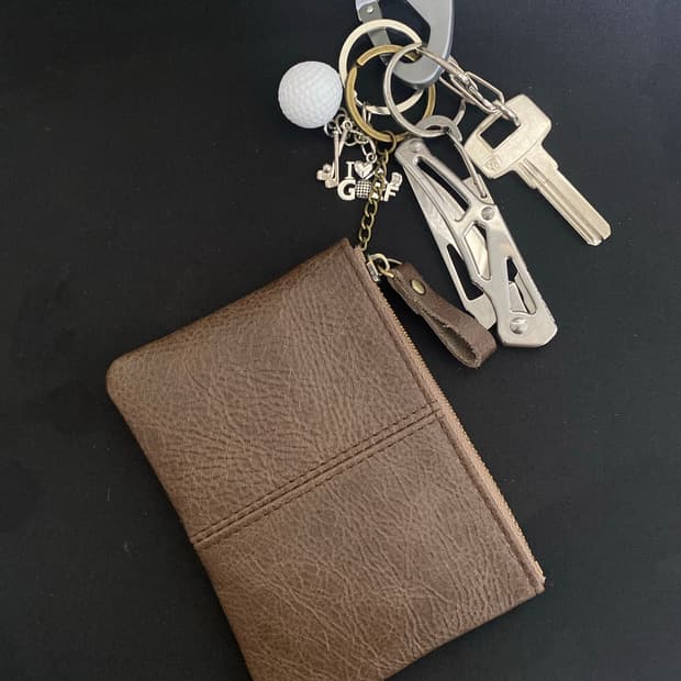 빈티지 레더 파우치 키링