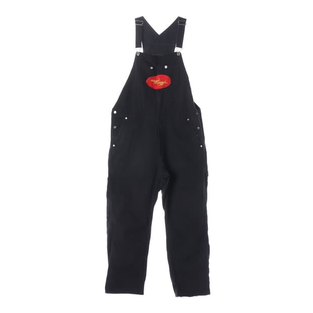 에이치앤엠 X 위글위글 자수 패치 블랙 데님 오버롤 XL
