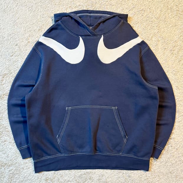 나이키 신형 더블 빅스우시 후드티 블루