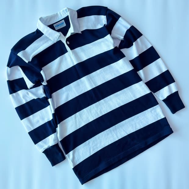 [CONVERT] 빈티지 네이비 스트라이프 럭비 셔츠