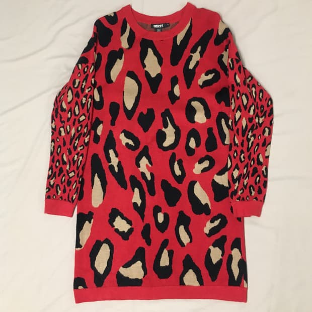 급처! DKNY 도나카란뉴욕 레오파드 니트 원피스