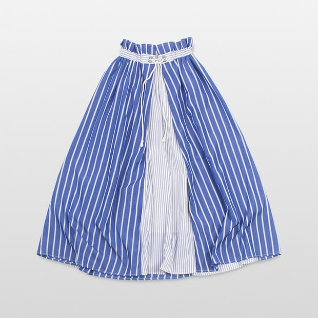 RAY BEAMS Stripe Mixed Flare Long Skirt