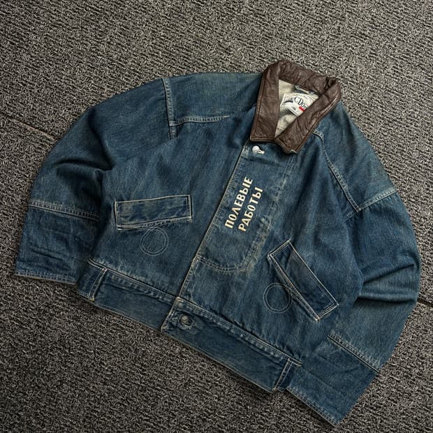 ANECDOTE 프랑스 레트로 레더 카라 데님 워크 자켓 1934
