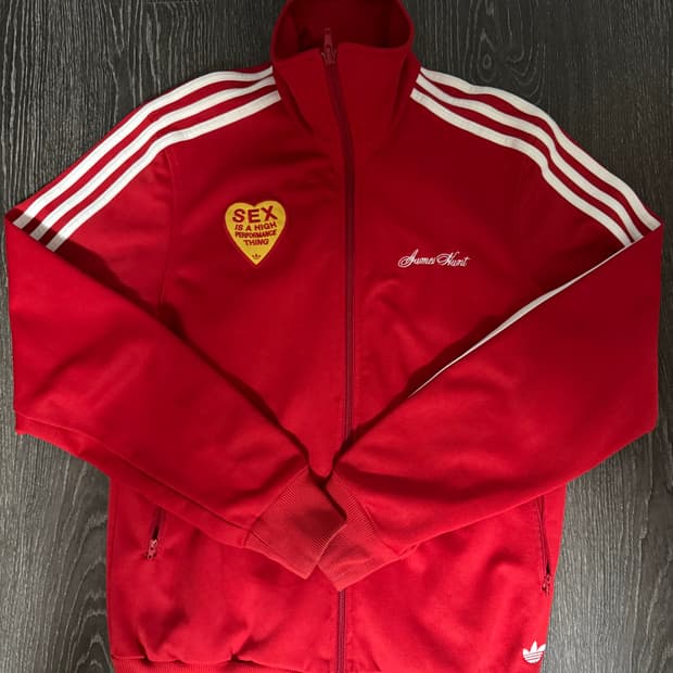 아디다스 레드삼선 제임스헌트 트랙탑 져지자켓