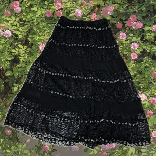 lace  black  skirt 모리 블랙 레이스 스커트