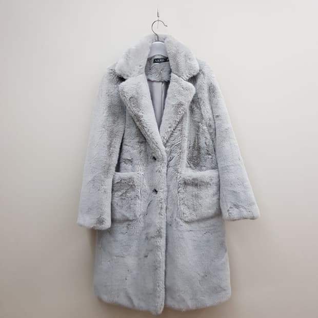 로렌 랄프로렌 그레이 퍼 텍스처 세미루즈 코트 XS사이즈