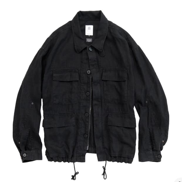 폴리테루 린넨 필드 자켓 블랙