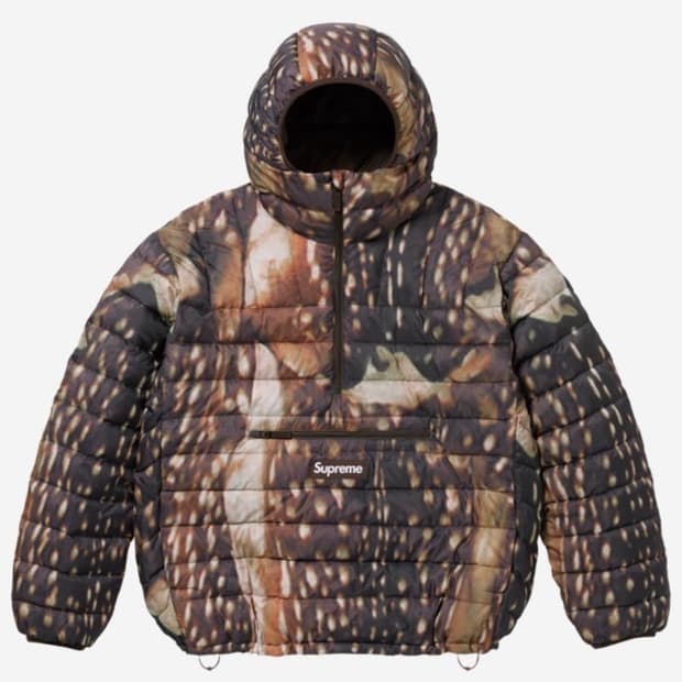 supreme 마이크로 다운 하프집 후두 풀오버 L 아노락