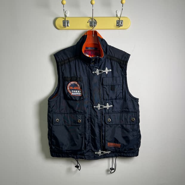 90's 타미힐피거 코스탈 네비게이터 파이어맨 베스트 L