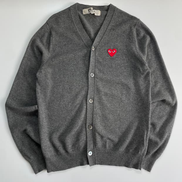 Comme Des Garsons 꼼데가르송 블랙 레드와펜 울 가디건