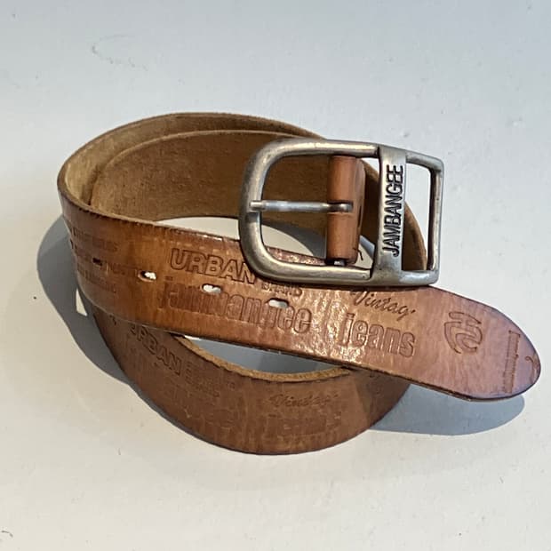 Jambangee 빈티지 레터링 레더 벨트 