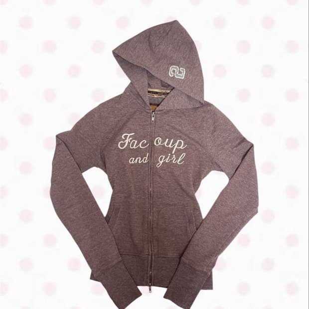 빈티지 아베크롬비 브라운 넘버 02 딱붙 후드집업