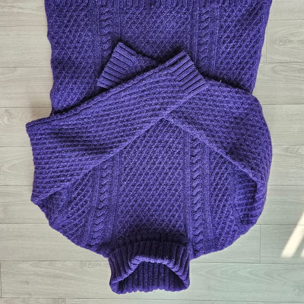 빔스 꽈배기 니트 퍼플