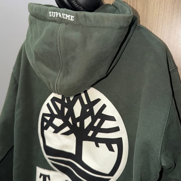 슈프림 x 팀버랜드 [정품] 가죽로고 (시세 52만) 후드티 L(105)
