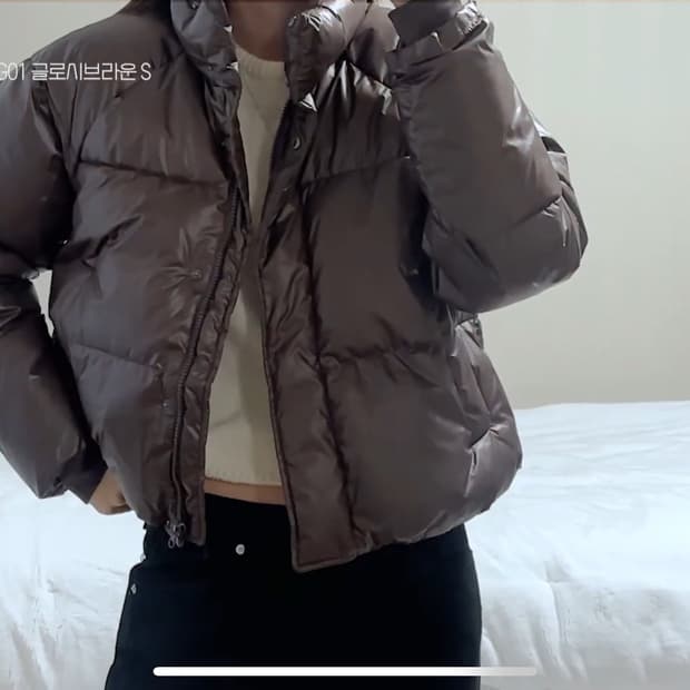 스파오 글로시 브라운 패딩