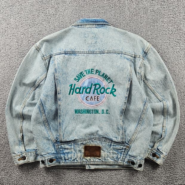 하드락카페 자수 백로고 데님 트러커 자켓 ( S ) / 9409