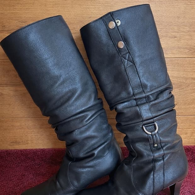 2000s Messe 양가죽 슬라우치 부츠